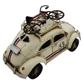 Kişiye Özel Dekoratif Metal Çerçeveli ve Bisikletli Vosvos Yarış Arabası