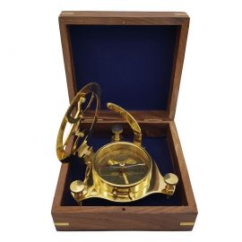 Kişiye Özel Pirinç Güneş Saati Pusula ve Ahşap Kutulu