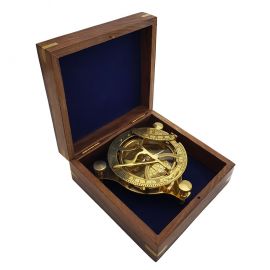 Kişiye Özel Pirinç Güneş Saati Pusula ve Ahşap Kutulu