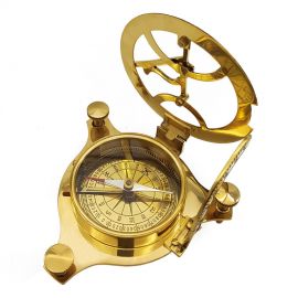 Kişiye Özel Pirinç Güneş Saati Pusula ve Ahşap Kutulu