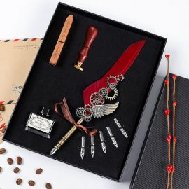 Kişiye Özel Tüylü Divit Kalem - Mürekkep - Mühürlü Kaligrafi Seti