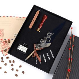 Kişiye Özel Tüylü Divit Kalem - Mürekkep - Mühürlü Kaligrafi Seti