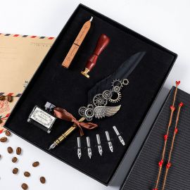 Kişiye Özel Tüylü Divit Kalem - Mürekkep - Mühürlü Kaligrafi Seti