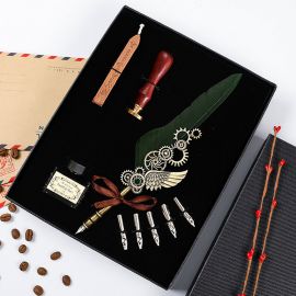 Kişiye Özel Tüylü Divit Kalem - Mürekkep - Mühürlü Kaligrafi Seti