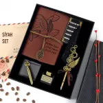 Kişiye Özel Siyah Tüy Kalemli Hatıra Defteri ve Kaligrafi Hediye Seti