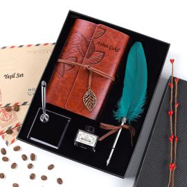 Kişiye Özel Hediyelik Tüylü Divit Kalem ve Hatıra Defteri Seti