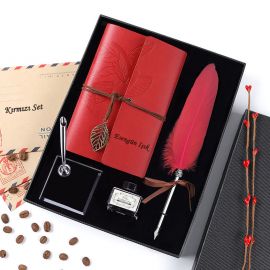 Kişiye Özel Hediyelik Tüylü Divit Kalem ve Hatıra Defteri Seti