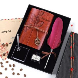 Kişiye Özel Hediyelik Tüylü Divit Kalem ve Hatıra Defteri Seti