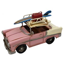 Kişiye Özel Dekoratif Metal Çerçeveli Klasik Chevrolet Araba (Pembe)