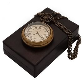 Kişiye Özel Ahşap Kutulu Pirinç Köstekli Cep Saati