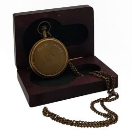 Kişiye Özel Ahşap Kutulu Pirinç Köstekli Cep Saati