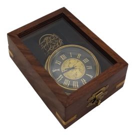 Kişiye Özel Pirinç Roma Rakamlı Köstekli Cep Saati Ahşap Kutulu