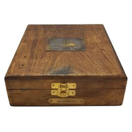 Kişiye Özel Pirinç Pusula - Shot Bardak ve Kum Saati Ahşap Kutulu Marine Hediye Seti