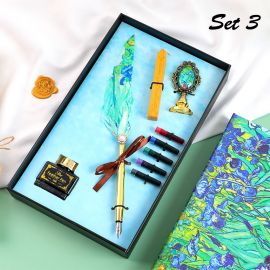 Van Gogh Kişiye Özel Tüylü Dolma Kalem ve Mühür Seti