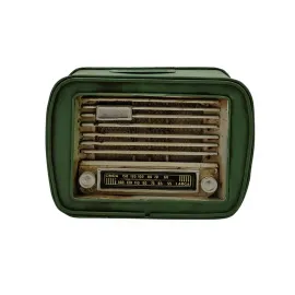 Dekoratif Metal Mini Retro Radyo Kumbara - Yeşil