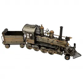 Dekoratif Metal Tender Vagonlu Buharlı Tren Lokomotif