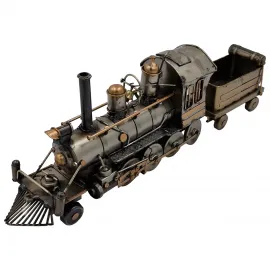 Dekoratif Metal Tender Vagonlu Buharlı Tren Lokomotif
