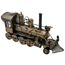 Dekoratif Metal Tender Vagonlu Buharlı Tren Lokomotif