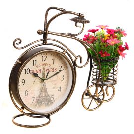 Ferforje Kalemlik ve Çiçeklik Masa Saati