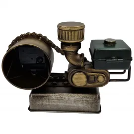 Retro Motor Temalı Metal Masa Saati - Rustik Dekoratif Ofis ve Ev Saati