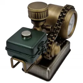 Retro Motor Temalı Metal Masa Saati - Rustik Dekoratif Ofis ve Ev Saati