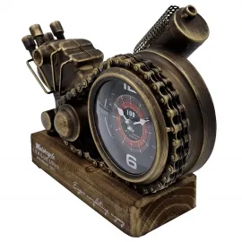 Retro Tarz Metal Motosiklet Motoru Tasarımlı Masa Saati