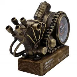 Retro Tarz Metal Motosiklet Motoru Tasarımlı Masa Saati