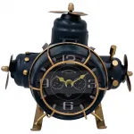 Retro Helikopter Tasarımlı Metal Masa Saati - Vintage Havacılık Dekoratif Saat