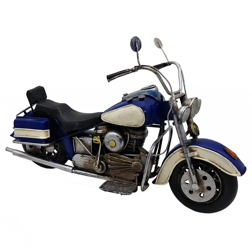 El Yapımı Eskitme Dekoratif Motosiklet Maketi - Vintage Şıklığı