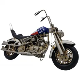 El Yapımı Vintage Metal Chopper Motosiklet Dekoratif Motorcu Hediyesi