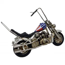 El Yapımı Vintage Metal Chopper Motosiklet Dekoratif Motorcu Hediyesi