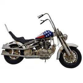 El Yapımı Vintage Metal Chopper Motosiklet Dekoratif Motorcu Hediyesi