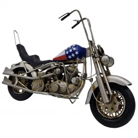 El Yapımı Vintage Metal Chopper Motosiklet Dekoratif Motorcu Hediyesi