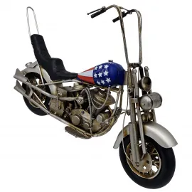 El Yapımı Vintage Metal Chopper Motosiklet Dekoratif Motorcu Hediyesi