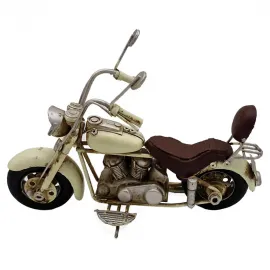 Cream Elegance Chopper Metal Dekoratif Motosiklet