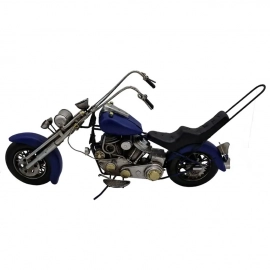 Blue Sky Long Chopper Metal Dekoratif Motosiklet - Büyük Boy