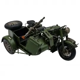 Askeri Metal Savaş Motosiklet Maketi - El Yapımı Nostaljik Biblo