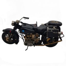 Vintage Metal Dekoratif Sepetli Motosiklet