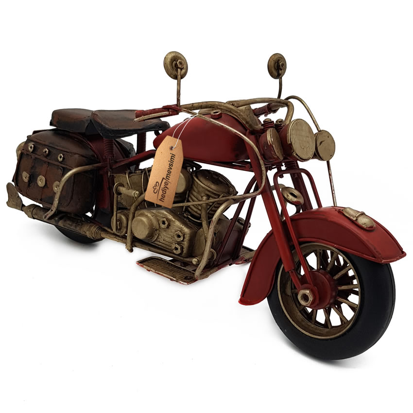 Dekoratif Metal Nostaljik Chopper Motosiklet (Büyük Boy)