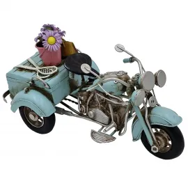 Vintage Metal El Yapımı Dekoratif Tricycle Motosiklet Biblo