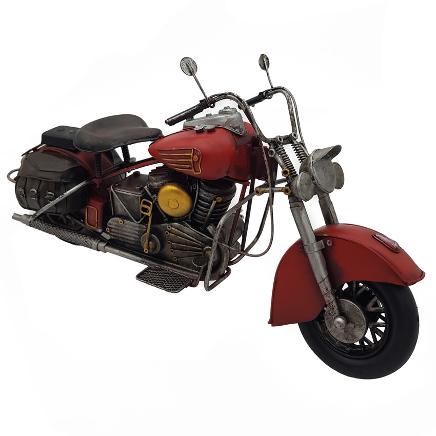 Dekoratif El Yapımı Metal Motosiklet - Kırmızı