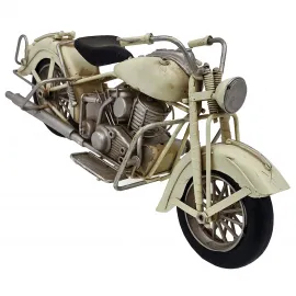 Vintage Tarzı Krem Renk El Yapımı Metal Dekoratif Motosiklet Maketi