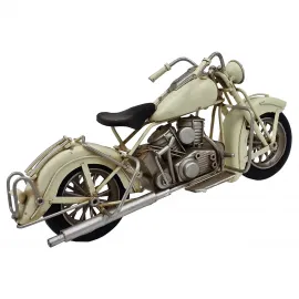 Vintage Tarzı Krem Renk El Yapımı Metal Dekoratif Motosiklet Maketi