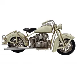 Vintage Tarzı Krem Renk El Yapımı Metal Dekoratif Motosiklet Maketi