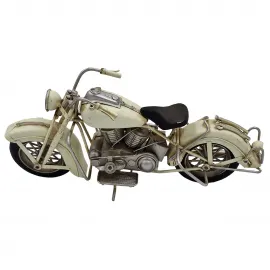Vintage Tarzı Krem Renk El Yapımı Metal Dekoratif Motosiklet Maketi