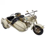 Nostaljik Beyaz Motosiklet ve Sepet Model - Vintage Dekoratif Hediyelik
