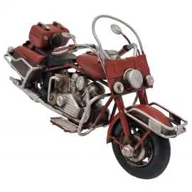 El Yapımı Kırmızı Retro Metal Dekoratif Motosiklet