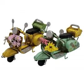 Dekoratif Vintage Vespa Mini Scooter Seti - El Yapımı Metal Maket