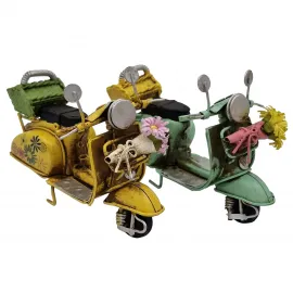 Dekoratif Vintage Vespa Mini Scooter Seti - El Yapımı Metal Maket