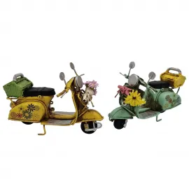 Dekoratif Vintage Vespa Mini Scooter Seti - El Yapımı Metal Maket